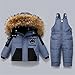 AIMAOMI Baby Snowsuit Toddler Winter Hooded Artificial Fur Down Boys Girls Jacket Coat and Ski Bib Pants Warm Fashion Outwear(Blue, 12-18 Months)