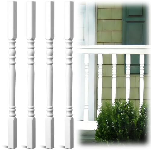 Yaocom 4 Pack Railing Spindles White Vinyl Deck Railing Colonial