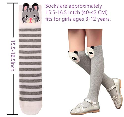 Image of Color City Girls Socks Knee High Stockings Cartoon Animal Warm Cotton Socks 4 Colors A