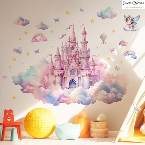 Image of JAAMSO ROYALS wondever Castle Wall Stickers Fairy Tale Peel and Stick Wall Art Decals for Girls Bedroom Living Room Baby Nursery (30 CM X 60 CM)