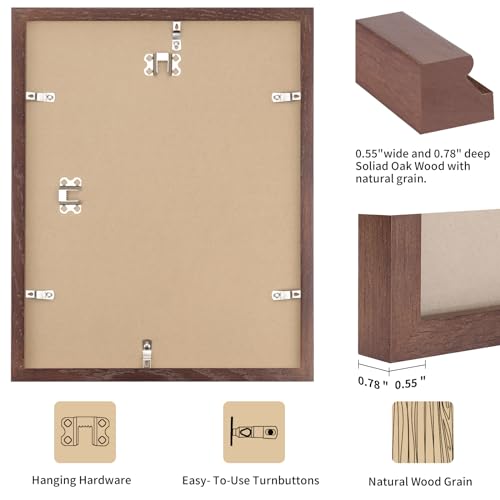 puthiac 12x16 Walnut Oak Wood Picture Frame - Minimalist 12x16 Poster Frame, 12"x16" Picture Frame Wood, Natural Solid Wooden Picture Frames for Wall Art Photo and Prints (1 Pack, Walnut)