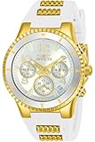 Invicta Women's 'BLU' Quartz Gold-Tone and Silicone Casual Watch, Color:White (Model: 24187)