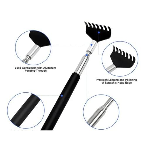 Woogor COMBO Pack of 2 PCS Small Adjustable Portable Extendable Back Scratcher Handheld Massager Stick Metal Stainless Steel Telescoping Itching Stick Tool (2 Pcs Multi Color) - Image 8 thumbnail