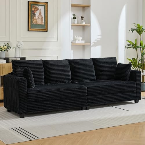 Oprisen 106" Corduroy Sofa Couches for Living Room, Modern Comfy
