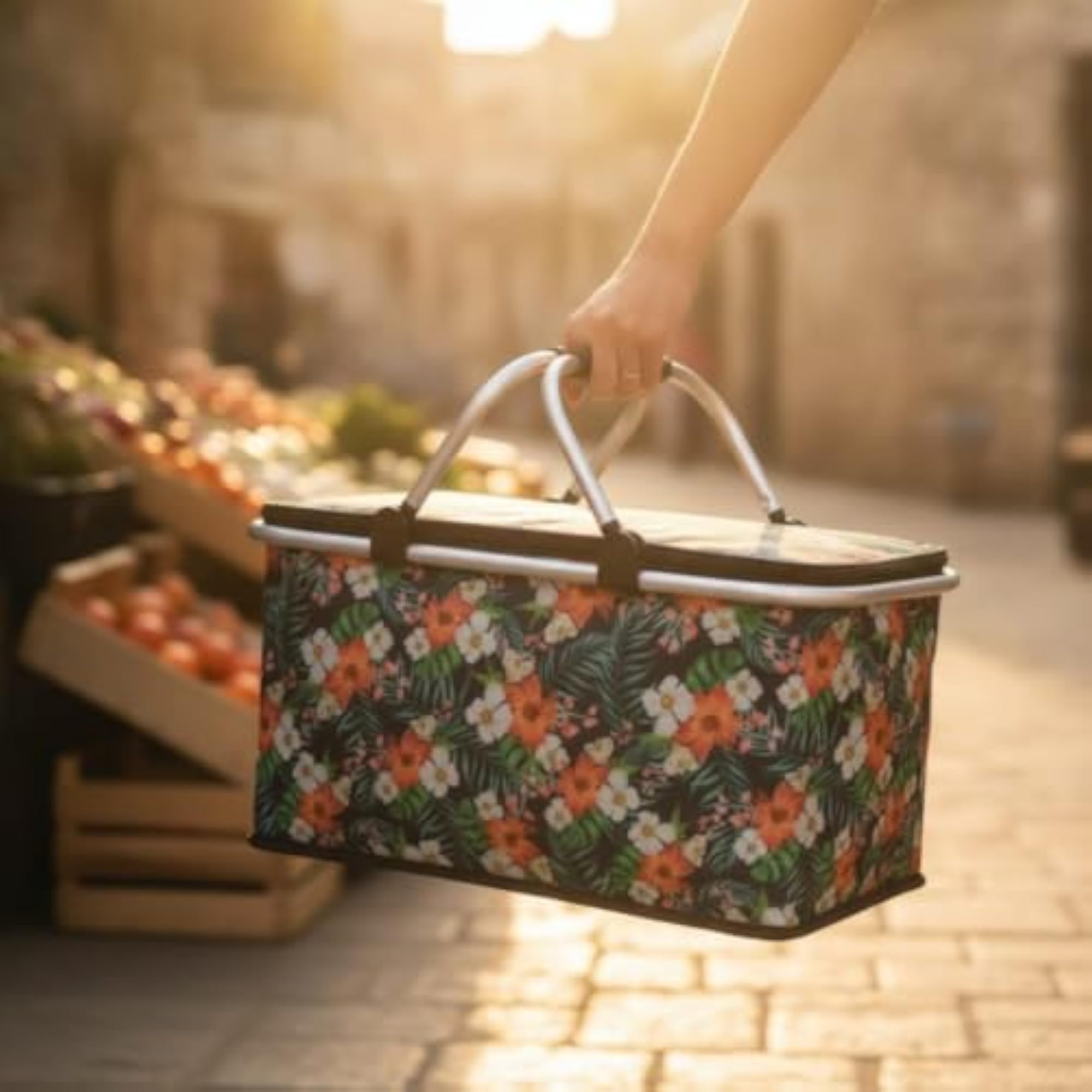 Sturdy Insulated Carry Basket with Zippered Top