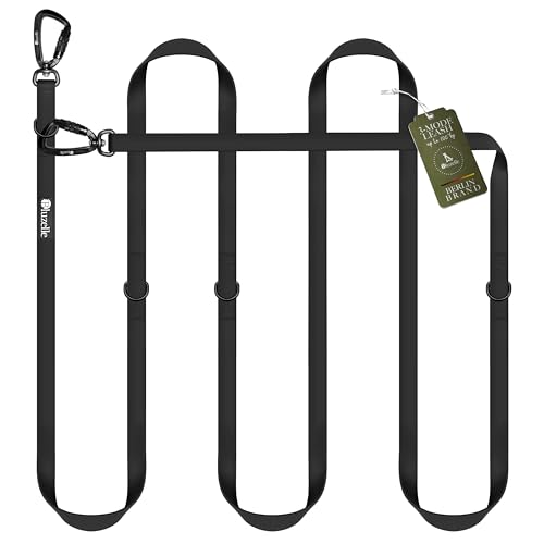 BLUZELLE Guinzaglio Cane Impermeabile Forte 3m per Cani Piccoli e Grandi (10-100kg) – Tracolla Regolabile – WEATHERGUARD – 2x Moschettoni di Sicurezza – Marchio Tedesco, Colore:Nero
