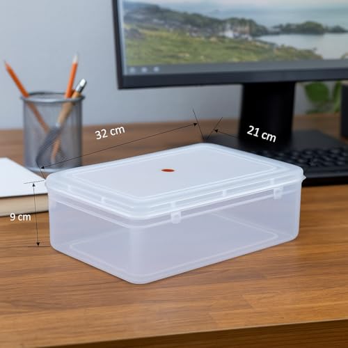 Image of Clear Transparent Plastic Storage Box Organizer Rectangle Medium Size Container With Lid And Lock For Multipurpose Jewellery Stationery Cosmetics Combo 2 Box