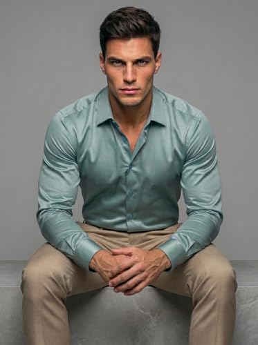 Image of Diverse Men's Satin Casual Shirt | Premium Solid Poly Satin | Wrinkle-Free, Full Sleeve Regular Fit Office, Business Wear