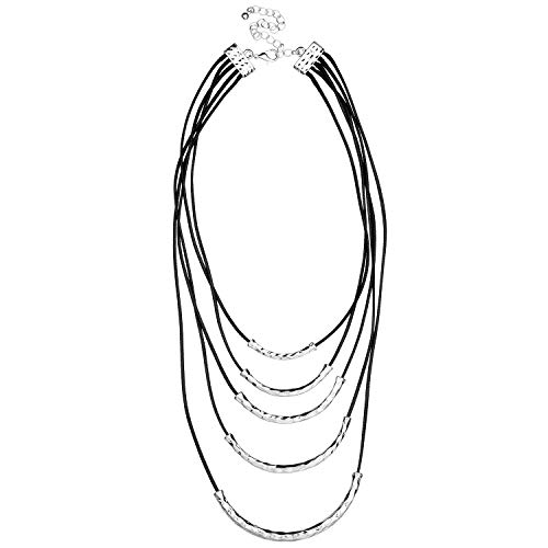 Jones New York Black Multistrand Silver Chain Statement Necklace