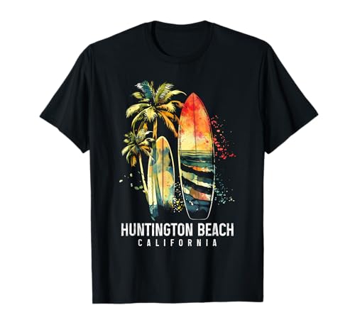 Huntington Beach California Surf Vintage Surfing Surfista Camiseta