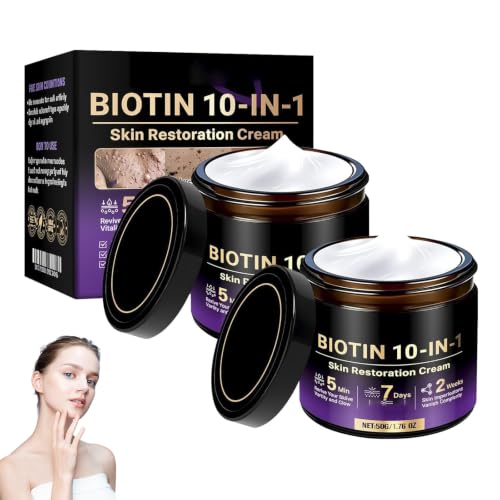 Biotin 10-in-1 Skin Restoration Cream Natural Collagen Lifting Serum Deep Moisturizing Smoothing for All Skin Types 2 Count
