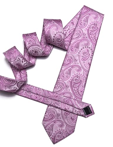 Image of Barry.Wang Paisley Tie Fashion Set Hanky Cufflinks Neckties for Men Woven Silk