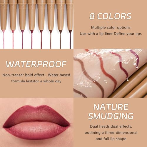 Image of Matte Lip Liner - Dual-Ended Retractable Pencil with Silicone Smudger, Waterproof Long Wear Crayon for Flawless Contour & Plump Lips, Vegan Cruelty-Free Beauty for Everyday Elegance (04#, 1PCS)
