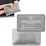 Reusable Ice Packs for Injuries - (10' x 6') Soft Ice Pack with 1 Sided Velvet Soft Fleece Fabric, Flexible Hot and Cold Gel Ice Pack Set, Grey, Pack of 2