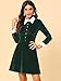 Allegra K Women's Contrast Collar A-Line Halloween Party Long Sleeves Vintage Velvet Dress Small Dark Green