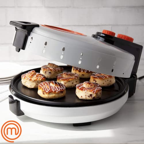 MasterChef Electric 12" Pizza Maker- Cook Homemade Calzones, Quesadillas, Cookies- Rotating Nonstick Hot Plate for Even Baking- Adjustable Temp Control for Crispy Crust- Party Activity Christmas Gift