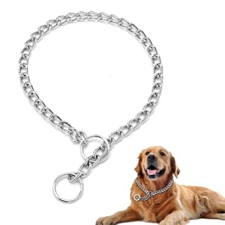 KEQAR Collare Regolabile per Cani, Fibbia Sicura, Collare a Strozzo, Collare a Scorrimento per Cani, Collare Cane Taglia Grande in Acciaio Inossidabile, per Cane Grandi Media per Allenamento (55cm)