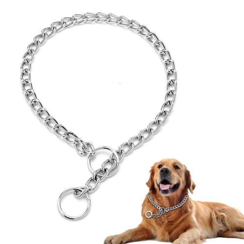 KEQAR Collare Regolabile per Cani, Fibbia Sicura, Collare a Strozzo, Collare a Scorrimento per Cani, Collare Cane Taglia Grande in Acciaio Inossidabile, per Cane Grandi Media per Allenamento (55cm)