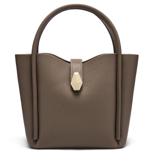 Bolso de cubo de cuero genuino para mujer miniatura 1