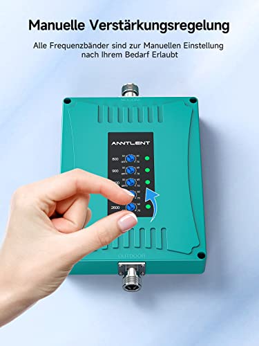 ANNTLENT Handy Signalverstärker für Alle Europäische Betreibers GSM UMTS LTE Verstärker 800/900/1800/2100/2600 MHz 2G 3G 4G Repeater Sprachanruf und Daten verbessern