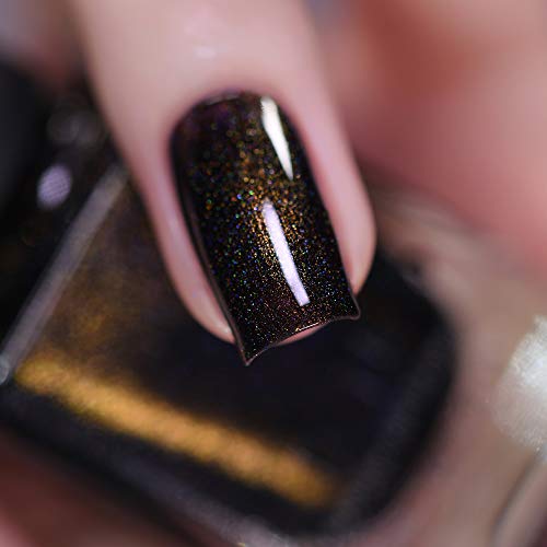 Image of ILNP Shadow Grove - Green-to-Gold Black Holographic Shimmer Nail Polish