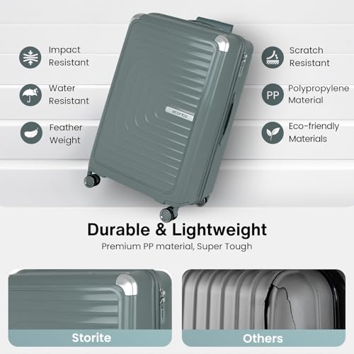Image of Storite 74Cms | 28 Inch Polypropylene Hard Side Cabin Trolley Luggage with 360 Spinner Wheels & TSA Lock Lightweight Travel Suitcase for Men & Women - Quartz Grey