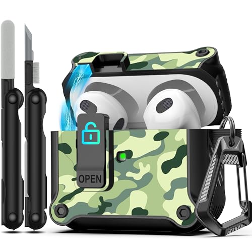 RFUNGUANGO Airpods  3 pP[XASȃbN NbvtAt{fBϏՌn[hVFیA AirPod  3  2021 p AirPods 3 P[X [O LED ] - MщJі