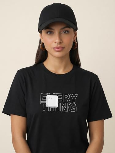 Image of Nobero Women's Graphic Printed T-Shirt | Regular Fit 180 GSM Cotton Tee for Women | Comfortable Round Neck Casual Wear