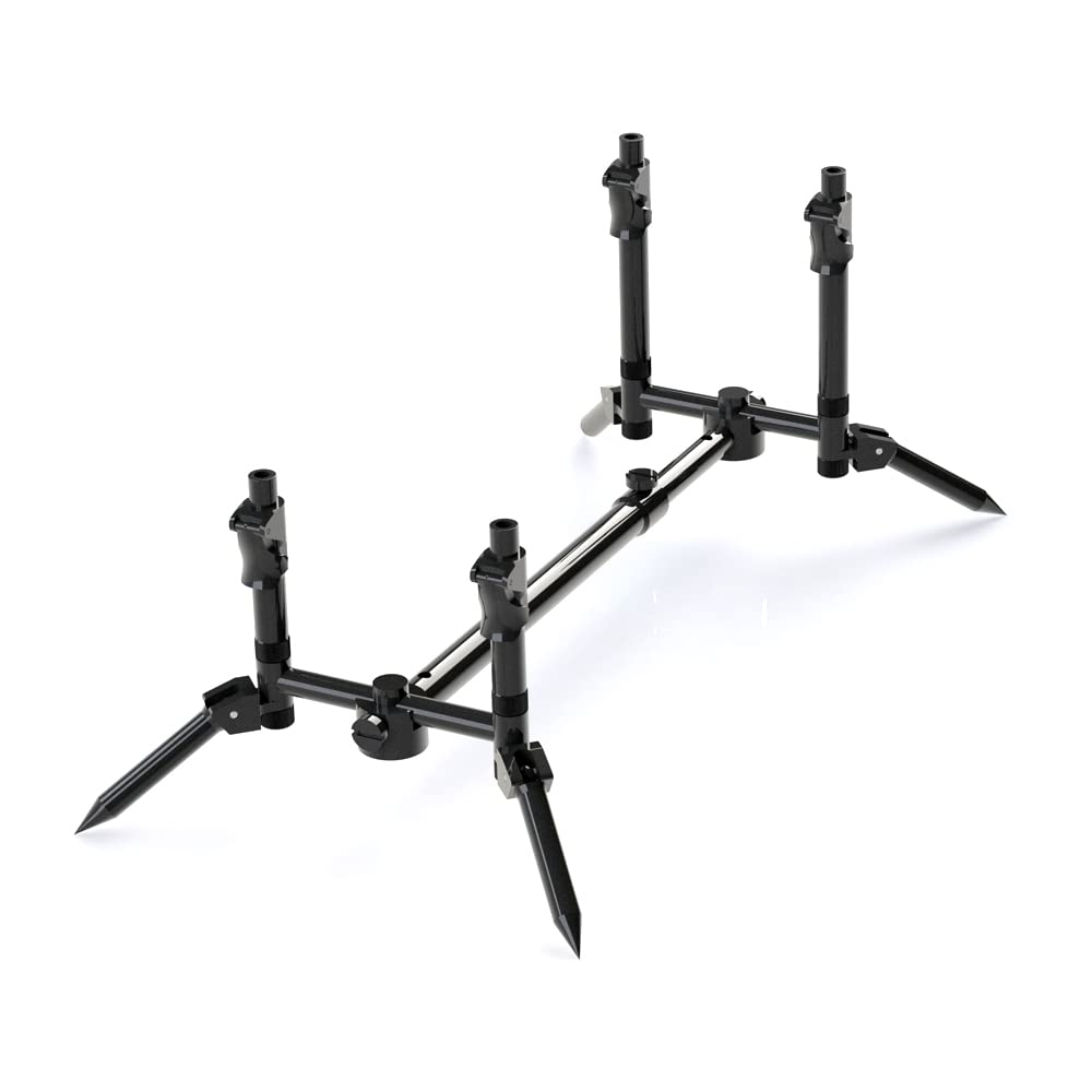 Sonik Xtractor Rod Pod 2 oder 3 Ruten inkl. Transporttasche - Rutenauflage für Karpfenangeler in Schwarz - Kompaktes Aluminium Pod zum Angeln auf Karpfen (2er)