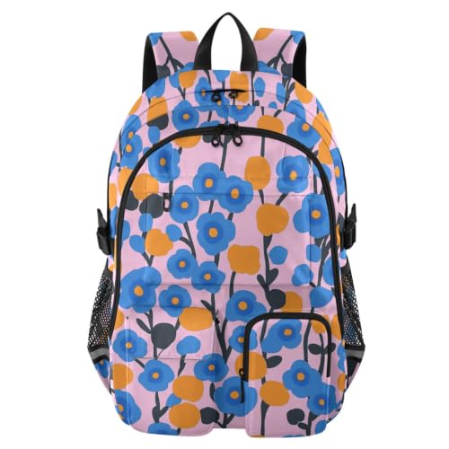 Mochilas de viaje para laptop que alivian el peso diario con estampado floral rosa y naranja