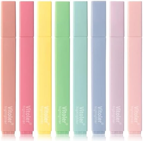 Highlighters, 8 pcs Aesthetic Pastel Highlighters, Chisel Tip Boo...