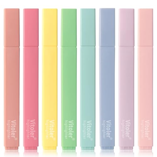 Highlighters, 8 pcs Aesthetic Pastel Highlighters, Chisel Tip Boo...