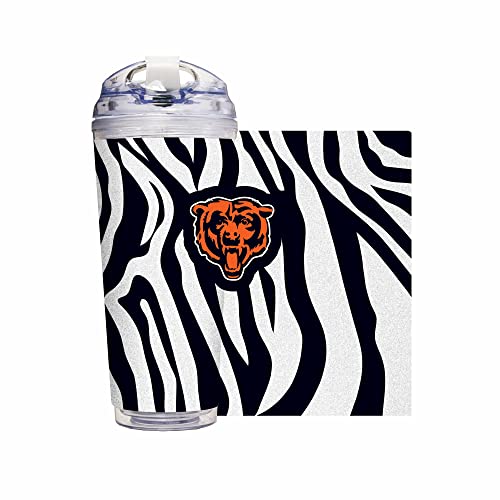 Image of Rico Industries NFL Football Glitter 24oz Acrylic Glitter Tumbler with Hinged Lid, Officially Licensed Double Wall Tumbler with Straw