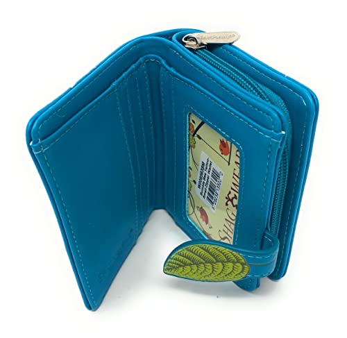 Shag Wear Bumble Bee Honeycomb Floral Tattoo Small Animal Wallet for Women and Teen Girls Vegan Faux Teal 4.5"3