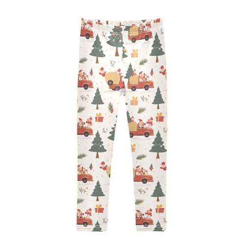 KLL Cute Christmas Tree Red Truck Toddler Girls' Active Leggings Comfortable High Waisted Pants Exercise