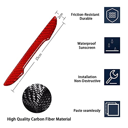 Image of Anti-Scratch Protector Trim,Carbon Fiber Emblem Door Open Rearview Mirror Shell Side Mark Stickers Decals Badge Labeling Sports Decoration Lossless Installtion Accessories 4 Packs Red