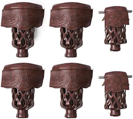 Set of 6 Heavy Duty PU Leather Billiard Pool Table Pockets (Several Colors & Styles Available) (Walnut - Shield)