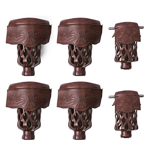 Set Of 6 Heavy Duty Pu Leather Billiard Pool Table Pockets (Several Colors & Styles Available) (Walnut - Shield) #TOP2