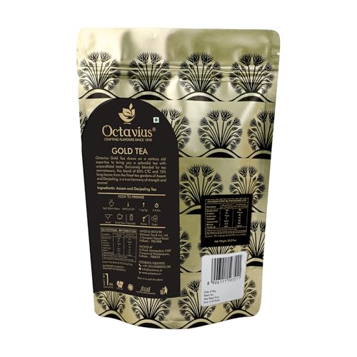 Image of Octavius Gold Tea 1kg | Assam & Darjeeling Blend | 15% Long Leaf Chai | Strong & Aromatic Chai Patti | Premium Black Tea | Rich Taste | 500 Cups