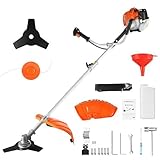 Thermoschneider, 62 cm³ – 2-Takt-Motorsense, Benzin, 2-in-1, mit Doppelfadenkopf und 3-Zahnklinge, 2,5 kW, 1,1 l Tank, Leistungsregler (orange)