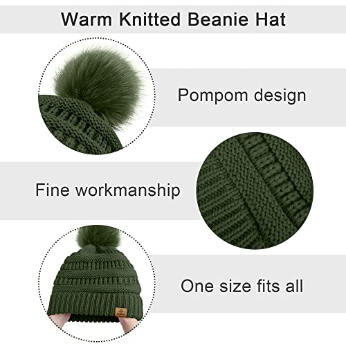 URATOT Winter Warm Knitted Sets Beanie Pompom Hat Scarves Winter Touchscreen Gloves Scarf Set for Men Women3