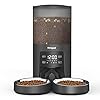 Automatic Cat Feeders – 6L Cat Food Dispenser with Double Bowls, Programmable Timed Feeder for Up to 6 Meals per Day with 10S Voice Recorder, Supports Dual Power Supply