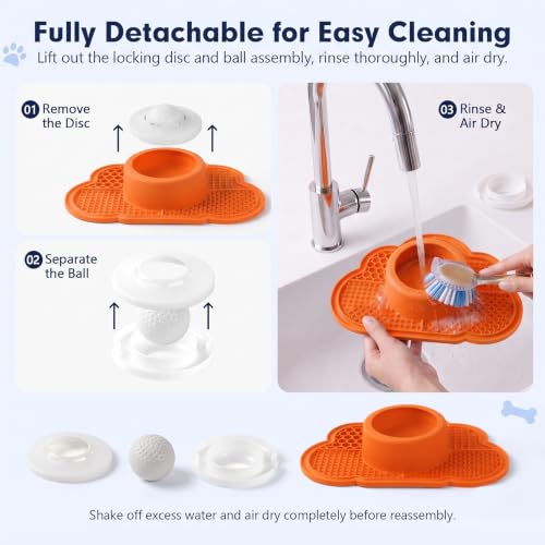 Image of Anti-Slip Slow Feeder Dog Bowl and Lick Mat with Rolling Ball