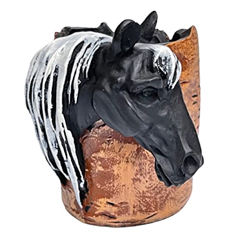 Image of AUGEN Pen Stand Decorative Hand Painted Horse Design Stationery Holder | Gift Item | Table Top Decor (1038)