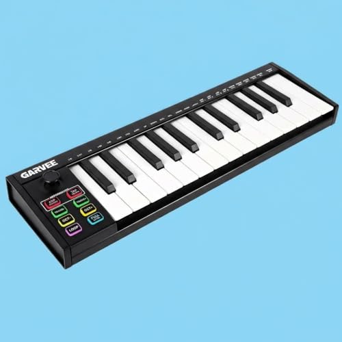 Image of Senfot 25 Key MIDI Keyboard with DAW Integration, USB MIDI Keyboard Controller with Semitone transpose, ARP Auto-Accompaniment, and Velocity Control, Perfect for Professional Music Production, Black