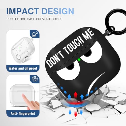 Image of for Airpods 3 Case 2021, Don't Touch Me for Airpods Cover with Keychain /Lanyard Soft Cute Shockproof Cover for Women Men Compatible with for Airpods 3 Charging Case (A-Black)