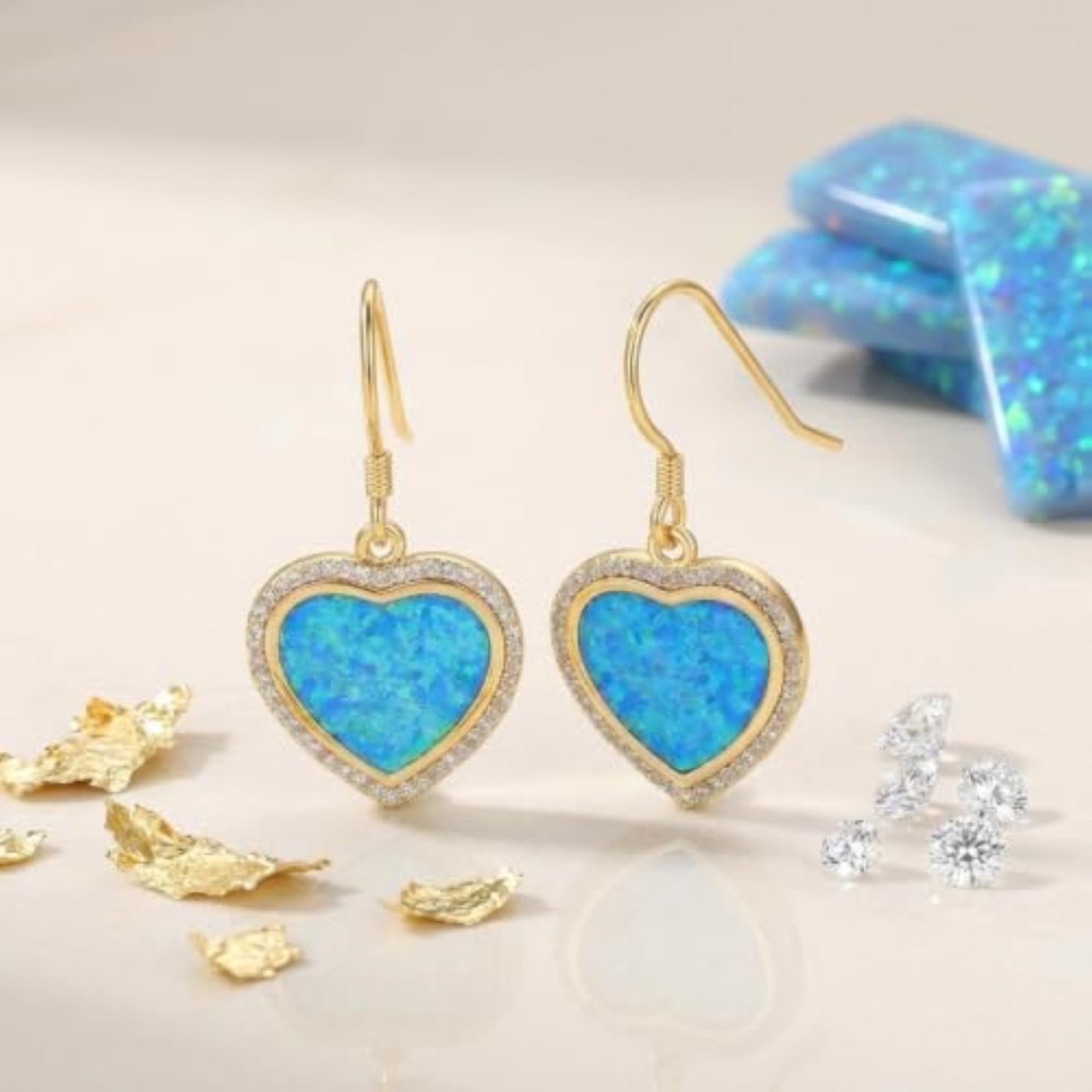 Women's Gold Plated 925 Sterling Silver Heart Shaped Drop Earrings