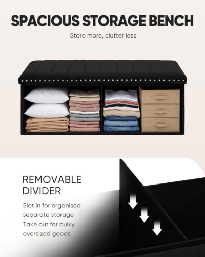 Image of B FSOBEIIALEO 43 inch Tufted Storage Ottoman Bench Storage Chest, Black