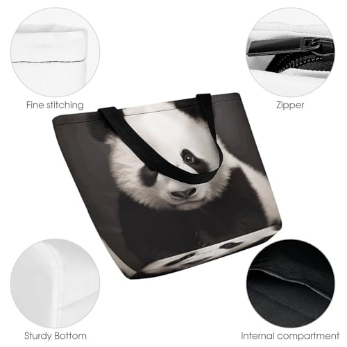 Cute Black And White Panda Shopping Bag for Ladies Reusable Shopping Bagstote Bag Stylish Waterproof Oxford Cloth Ladies Shoulder Bag for Work Shopping3