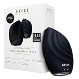 GESKE SmartAppGuided Sonic Facial Brush 5 in 1 | Vibrating Electric Cleansing Brush | Soft Silicone | Professional Cleanser | Skin Exfoliator | Face Massager